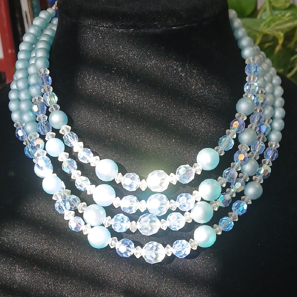 Elegant Blue and Silver Beaded Necklace
